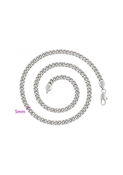 Platin Kaplama Klasik Gurmet Zincir Kolye / 55 Cm Silver