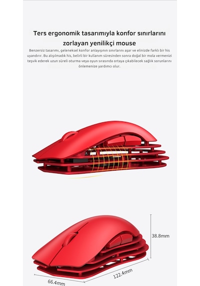 M259 Alüminyum Magnezyum Alaşımlı Oyuncu Mouse, Pixart Paw3395 Optik Sensör, 26000 Dpı 2.4ghz / Usbc Diğer