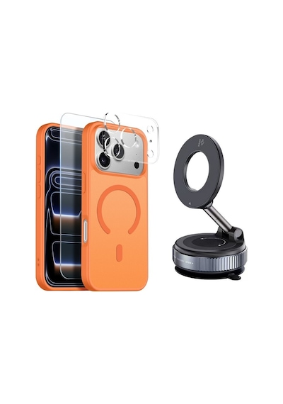 Teleplus Apple, Uyumlu iPhone 17 Pro Kılıf 4-1 Kombin Set Kapak Turuncu