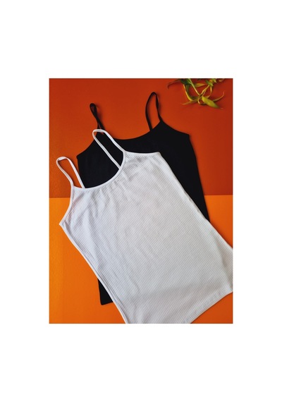 Demirsa Boutique Fitilli, Pamuklu, Likralı İp Askılı 4'lü Ribana Kadın Atlet 2 Siyah-2 Beyaz Siyah2-beyaz2 Demirsa Boutique Fitilli, Pamuklu, Likralı İp Askılı 4'lü Ribana Kadın Atlet 2 Siyah-2 Beyaz Siyah2-beyaz2