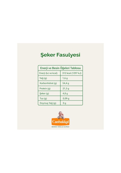 Canbakkal Yerli Şeker Fasulyesi İnce Kabuklu Kolay Pişen Kuru Fasulye 1 KG