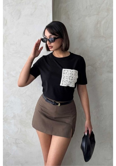 Verymoda Cep Detaylı Tişört D2870 Siyah