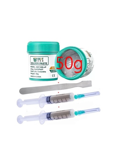 Solder Bst-509 Krem Lehim Best 50g Sıvı Lehim Ve Flux Lehim Toplamave Metal Düz Uçlu Spatula Seti St07