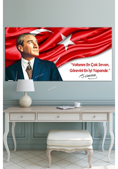 Atatürk Makam Panosu Tablosu Kanvas Tablo Resmi Kurumlar Okullar 80 x 170