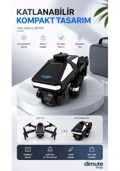S5 Hp Intelligent Aerial Drone 4k Çift Kameralı Fırçasız Motorlu Katlanabilir Drone