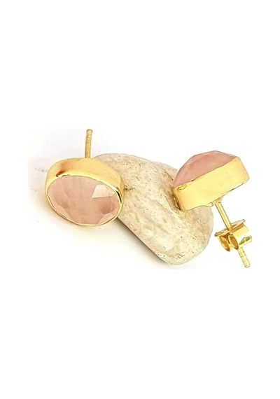 Pembe Kuvars Taşlı 925Ayar Gümüş Üzerine Altın Kaplama Tasarım Kü N11.75441