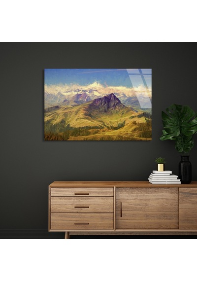 Karlı Dağ Zirvesi - Cam Tablo - Deg0945 90 X 60 Cm