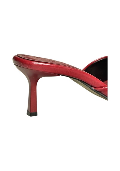 Fox Shoes U654081009 Bordo Sivri Burunlu Topuklu Kadın Terlik Bordo