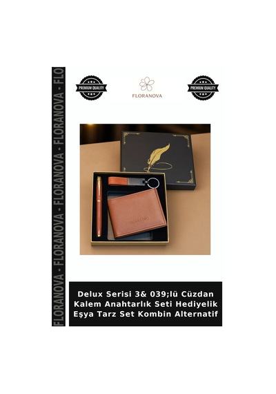 Floranova Delux Serisi 3& 039 Lü Cüzdan Kalem Anahtarlık Seti Hediyelik Eşya Tarz Set Kombin Alternatif Çok Renkli