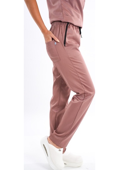 Unisex Elit Likra Sütlü Kahve Hemşire Ve Doktor Üniforma Takımı Scrubs Kahverengi