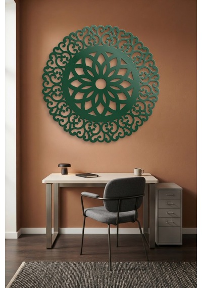 Lotus Mandala Metal Duvar Tablosu - Duvar Sanatı - Duvar Dekoru - Yeşil