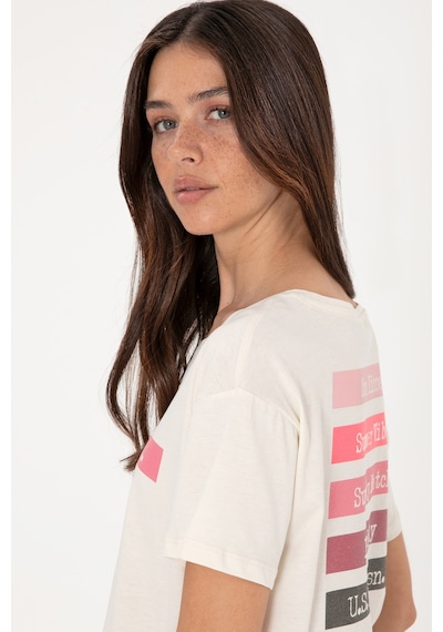 U.S. Polo Assn. Kadın Krem Bisiklet Yaka Tişört 50299669-VR071