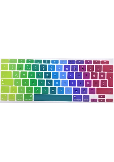 Apple Uyumlu MacBook Air 13' 2020 A2337 (M1) Türkçe Renkli Silikon Klavye Koruyucu