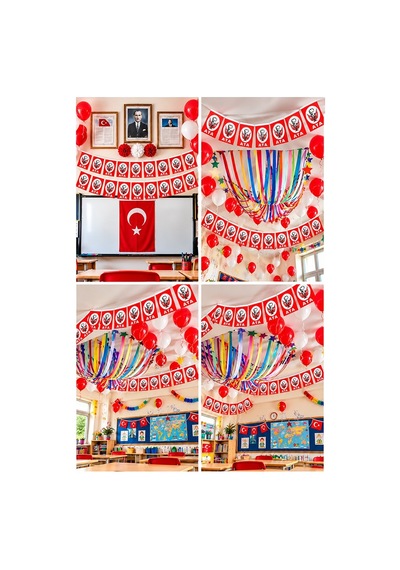 İpli Atatürk Bayrak Orta Boy 40'lı 8x13cm 3 Paket Atalı Bayrak Kağıt İpli Sıralı Ayyıldız Bayrak Sınıf Süsü Okul Bayram 1
