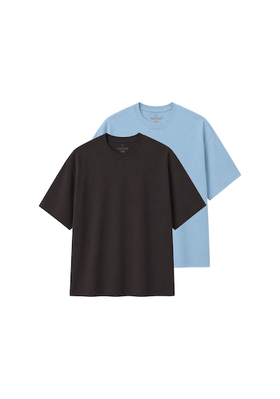 Ranud Erkek Oversize Fit 2'li Tişört Paketi,%100 Pamuk, Yumuşak Fırçalı Kumaş, Oeko-tex Sertifikalı Mavi + Kahve Ranud Erkek Oversize Fit 2'li Tişört Paketi,%100 Pamuk, Yumuşak Fırçalı Kumaş, Oeko-tex Sertifikalı Mavi + Kahve