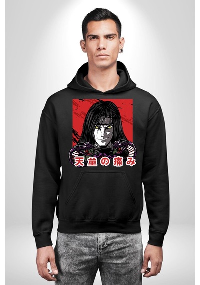Orochimaru Anime Kadın Erkek Siyah Kapüşonlu Sweatshirt Hoodie Siyah
