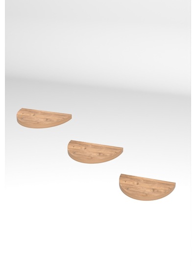 Bşkvirgo 3'lü Oval Duvar Rafı Ceviz 115 Cm Bsk2026