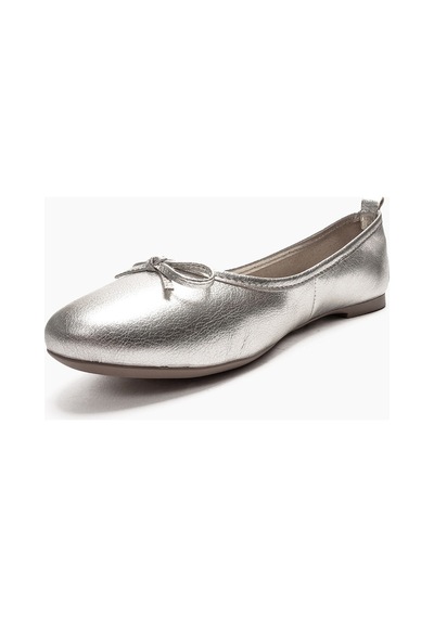 Luvishoes 01 Gümüş Cilt Hakiki Deri Kadın Babet Ayakkabı Gümüş