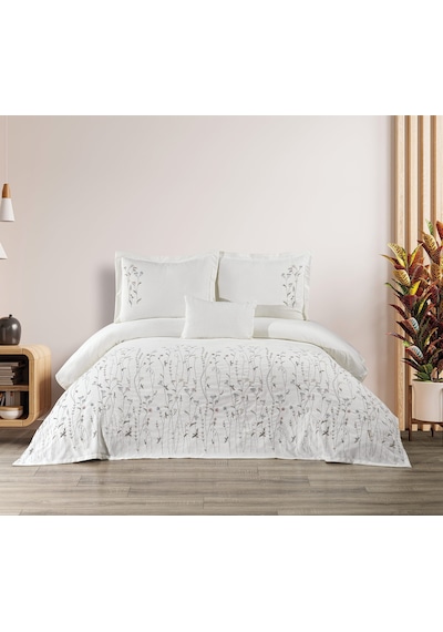 Bohem Çiçekli 4 Parça Mavi Pike Takımı 240 X 260 Cm Mavi