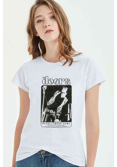 The Doors Live Hollywood Bowl Baskılı Beyaz Kadın Tshirt