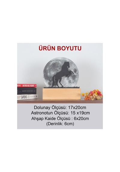 Işıklı Pleksi Dolunay Kişiselleştirilebilir Dekoratif Biblo Ahşap Sage At Anahtar Askılığı Gri - 740155317 Gri