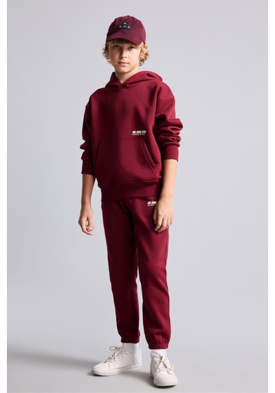 Defacto Baskılı Lastikli Paça Kalın Kumaş Jogger Eşofman Altı Erkek Çocuk H9685a826wnbr248 Bordo-br248