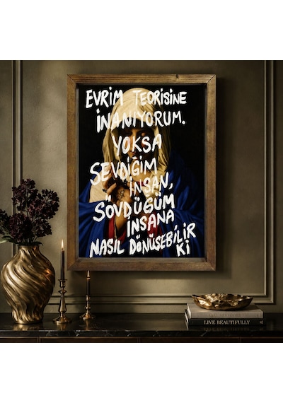 Bk Gift Vintage Klasik Sanat Esprili Sözlü Masif Ahşap Çerçeveli Dekoratif Tablo - 14
