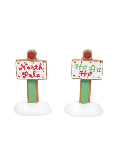 Department 56 Köy Koleksiyonları İçin Aksesuarlar Zencefilli Kurabiye Noel Tabelaları Heykelcik Seti, 5 Cm, Çok Renkli