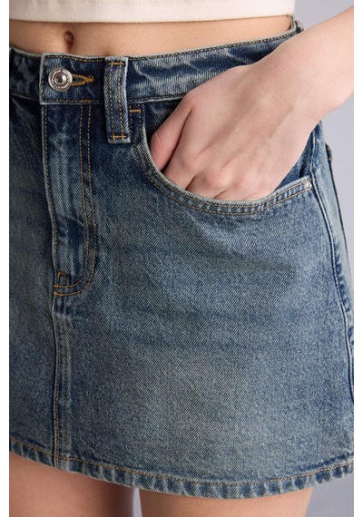 Defacto Yüksek Bel Mini Jean Etek H0636ax26smnm28 Mavi-nm28