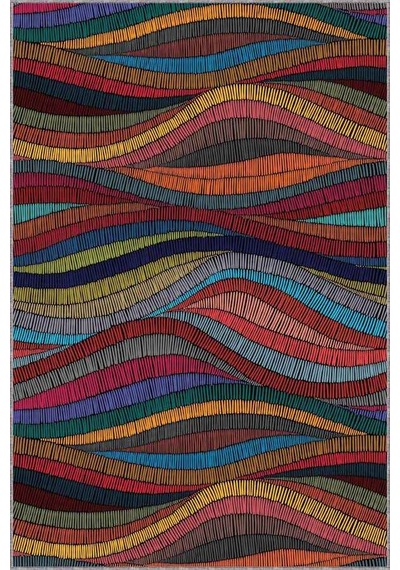 Çok Renkli Colorful Kaymaz Tabanlı Dekoratif Halı Rv250n11