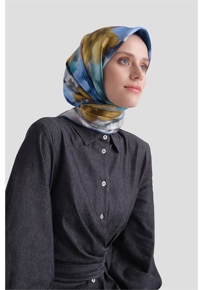Armine Saf İpek Sura Eşarp 9613d 30 Koyu Mavi