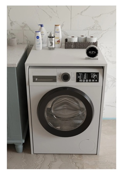Modern Çamaşır Makinesi Kaplama Dolabı Tezgah Koruyucu Çok Amaçlı Banyo Düzenleyici Beyaz