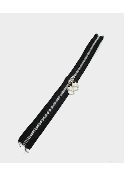 Angel Çanta Aksesuar Çift Başlı Siyah Fermuar Gümüş Metal 40 Cm