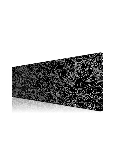 Klasse Pro - 4 Farklı Model Dikişli Kenar 100x50 Cm Oyuncu Gaming Mouse Pad Black Map Lines