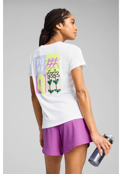 Puma Graphıcs Runnıng Illustra Beyaz Kadın Kısa Kol T-shirt Beyaz