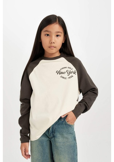 DeFacto Kız Çocuk Oversize Geniş Kalıp Bisiklet Yaka Baskılı Uzun Kollu Tişört D2888A824WNER99 Ekru DeFacto Kız Çocuk Oversize Geniş Kalıp Bisiklet Yaka Baskılı Uzun Kollu Tişört D2888A824WNER99 Ekru