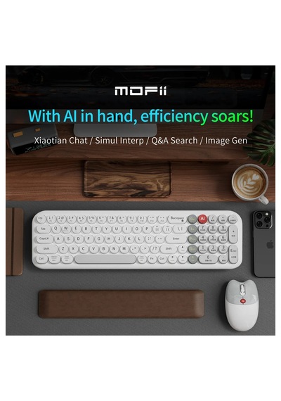 Mofıı Mk001 Aı Kablosuz Klavye Mouse Seti 2.4g + Bluetooth Çift Modlu 85 Tuş Optik