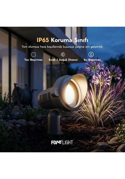Fonelight Alutera Led Kazıklı Bahçe Spotu 7w Ip65 Alüminyum Dış Mekan Çim Armatürü Peyzaj Ağaç Çit Bahçe Ay