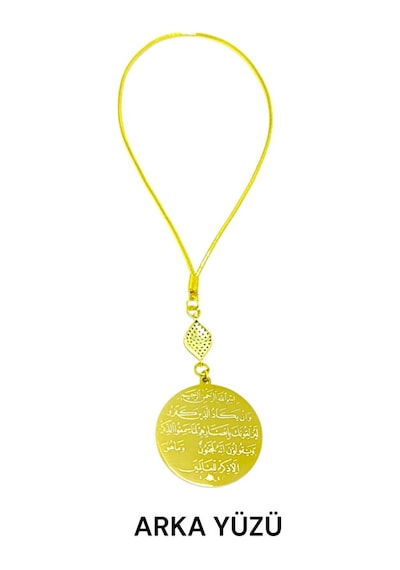Zirkon Taşlı Nazar Detaylı Gold Çelik Çift Taraflı Ayetel Kürsi/