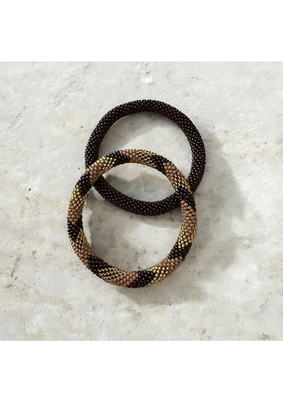 Chichibeads Mivera Bohem Bileklik İkili Set Sütlü Kahverengi
