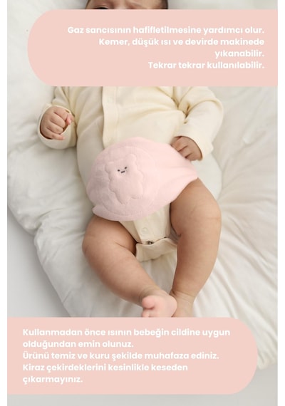 Pembe Doğal Kiraz Çekirdeği Dolgulu Bebek Kemeri Kiraz Çekirdekli Bebek Bel Kemeri