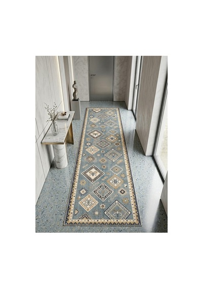 Dekoratif Halı Kaymaz Taban Leke Tutmaz Yıkanabilir Kilim Özel Ölçü Salon Halısı 3054 Çok Renkli