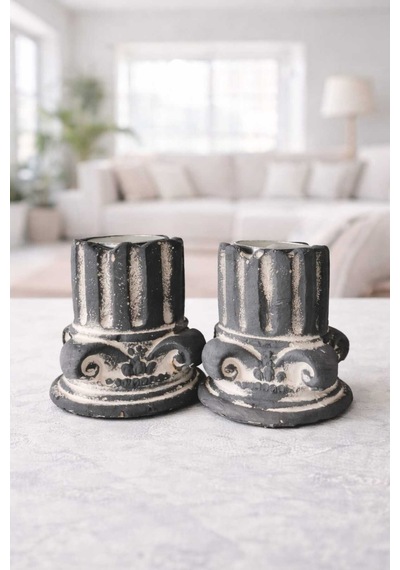 Dekoratif 2 Li Sütun 2 Adet Tealight Mum Hediyemizdir Çok Renkli - 816169367