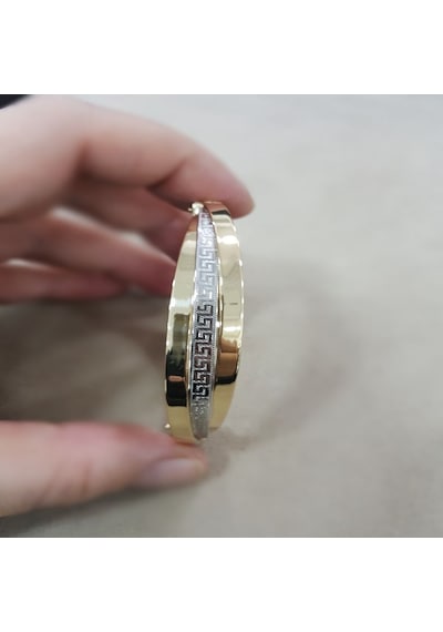Altın Kelepçe 14K Versage Tasarım 12 Mm 3 Burgu Sarı Altın