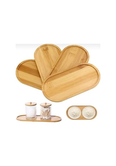 Oval Doğal Bambu Sunum Tabağı - 23x12 Cm Yuvarlak Hatlı Düz Servis Tepsisi - Sushi, Tatlı Ve Kahve Sunumluk Diğer