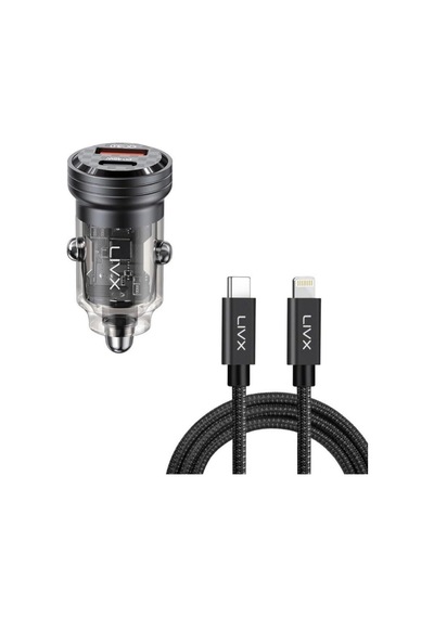 Transparent 45w Pd/qc Mini Araç Şarj Cihazı Ve 1 Metre İphone Hızlı Şarj Kablosu L35 - Blt-00