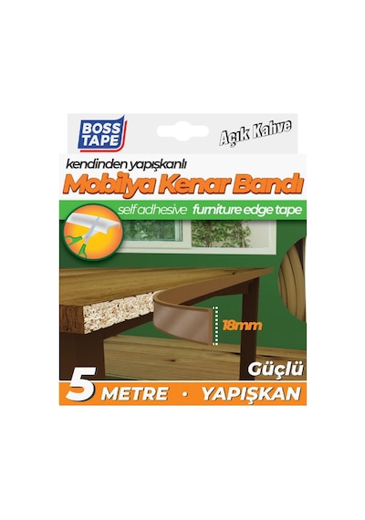 Mobilya Kenar Bandı Kendinden Yapışkanlı 18 Mm 5 Metre Açık Kahve