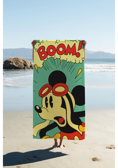 Dijital Baskı Plaj Deniz Havlusu Retro Mickey Desenli Peştamal Hvl0144 Renkli