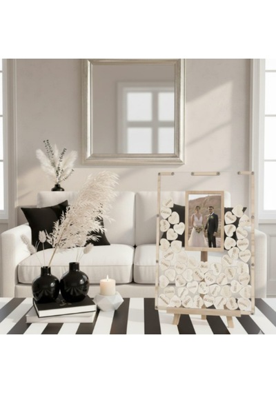 Düğün-nişan- Misafir Hatıra Anı Kutusu-defteri Dikdörtgen Resimli 48cm X 35cm Çapında Şeffaf Pleksi Şövale Ve Kalem Hediyeli