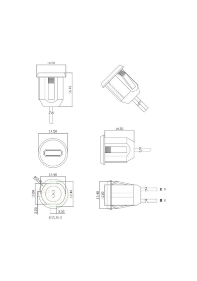 Type C Panel Montaj Dişi Soket 2 Pin 15cm Kablolu Uzatma Usb 3.1 Konnektör Araba Kamera Oyuncak